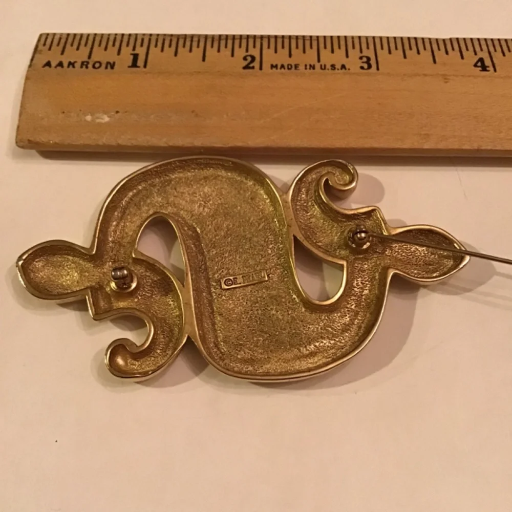 Erwin Pearl Seahorse brooch Celtic Zodiac May 13-June 9 - Picture 3 of 3